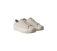 Plateausneaker CALVIN KLEIN "VULC FLATF LACEUP SUEDE", Damen, Gr. 42, natur, Leder, unifarben, Basic, Schuhe Plateausneaker, Freizeitschuh, Schnürschuh, Halbschuh mit seitlichem Logoschriftzug (907855