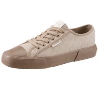 Plateausneaker CALVIN KLEIN "VULC LOW LACEUP AOP CANVAS", Damen, Gr. 37, beige, Textil, Minimalmuster, unifarben, Basic, Schuhe Plateausneaker, Freizeitschuh, Halbschuh, Schnürer mit Plateau (34892304