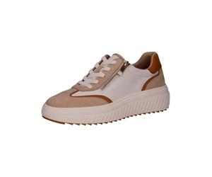 Plateausneaker CAPRICE "Caprice Sneaker Leder", Damen, Gr. 37, weiß, beige, Leder, Schuhe Plateausneaker (34194026-37) weiß, beige