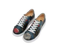 Plateausneaker DOGO "Myra Low-Top Sneaker Bear With A Balloon Damen Sneaker", Damen, Gr. 36, Normalschaft, blau, Lederimitat, Schuhe Plateausneaker, Handgefertigt (86337548-36) blau