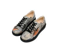 Plateausneaker DOGO "Myra Low-Top Sneaker Birds Chirping Damen Sneaker", Damen, Gr. 38, Normalschaft, grau, Lederimitat, Schuhe Skaterschuh Schnürschuh Sneaker low, Handgefertigt (74923369-38) grau