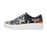 Plateausneaker DOGO "Myra Low-Top Sneaker Birds Chirping Damen Sneaker, Myra Low-Top", Damen, Gr. 37, Normalschaft, blau (blau, beige), Lederimitat, Schuhe Plateausneaker, Handgefertigt (58078756-37)