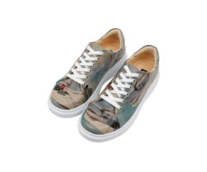 Plateausneaker DOGO "Myra Low-Top Sneaker Hey Sailor Damen Sneaker", Damen, Gr. 38, Normalschaft, bunt (natur), Lederimitat, Schuhe Plateausneaker, Handgefertigt (39007639-38) natur