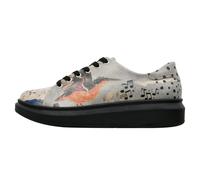 Plateausneaker DOGO "Myra Low-Top Sneaker Mexican Damen Sneaker", Damen, Gr. 36, Normalschaft, grau (grau, orange), Lederimitat, Schuhe Plateausneaker, Handgefertigt (36531905-36) grau, orange