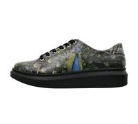Plateausneaker DOGO "Myra Low-Top Sneaker Mexican Damen Sneaker", Damen, Gr. 38, Normalschaft, schwarz (schwarz, blau), Lederimitat, Schuhe Plateausneaker, Handgefertigt (26689762-38) schwarz, blau