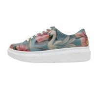 Plateausneaker DOGO "Myra Low-Top Sneaker Smell The Flowers Damen Sneaker, Myra", Damen, Gr. 36, Normalschaft, blau (blau, rot), Lederimitat, Schuhe Plateausneaker, Handgefertigt (75051254-36) blau, r