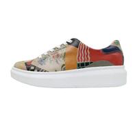 Plateausneaker DOGO "Myra Low-Top Sneaker Smell The Flowers Damen Sneaker, Myra", Damen, Gr. 41, Normalschaft, bunt (beige, mehrfarbig), Lederimitat, Schuhe Plateausneaker, Handgefertigt (25062453-41)