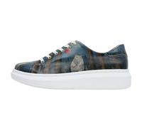 Plateausneaker DOGO "Myra Low-Top Sneaker Spring In East Damen Sneaker, Myra Low-Top", Damen, Gr. 36, Normalschaft, blau (blau, rot), Lederimitat, Schuhe Plateausneaker, Handgefertigt (10050957-36) bl