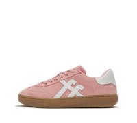 Plateausneaker FITFLOP "THE DASH T-TOE", Damen, Gr. 40, rosa, weiß, Lederimitat, Veloursleder, kontrastfarbene Details, Schuhe Plateausneaker, Halbschuh, Schnürschuh, Retro Sneaker mit gepolstertem Sc