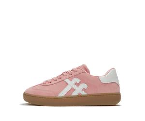 Plateausneaker FITFLOP "THE DASH T-TOE", Damen, Gr. 41, rosa, weiß, Lederimitat, Veloursleder, kontrastfarbene Details, Schuhe Plateausneaker, Halbschuh, Schnürschuh, Retro Sneaker mit gepolstertem Sc