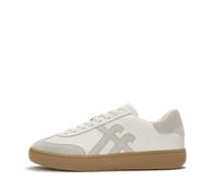 Plateausneaker FITFLOP "THE DASH T-TOE", Damen, Gr. 41, urban weiß mix, Leder, Lederimitat, Veloursleder, Schuhe Plateausneaker, Freizeitschuh, Halbschuh, Schnürer, Retro Sneaker im Material-Mix (2567