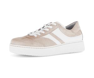 Plateausneaker GABOR "COMO", Damen, Gr. 38, beige, Nappaleder, Veloursleder, Schuhe Plateausneaker, Freizeitschuh, Halbschuh, Schnürschuh in K-Weite (=extraweit) (45341635-38) beige