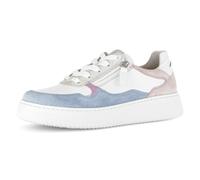 Plateausneaker GABOR "COMO", Damen, Gr. 39, blau (weiß, blau, flieder), Glattleder, Veloursleder, Schuhe Plateausneaker, Freizeitschuh, Halbschuh, Schnürschuh in Komfortweite K (=extraweit) (20527126-