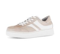 Plateausneaker GABOR "COMO", Damen, Gr. 43, beige, Nappaleder, Veloursleder, Schuhe Plateausneaker, Freizeitschuh, Halbschuh, Schnürschuh in K-Weite (=extraweit) (45341635-43) beige