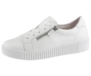 Plateausneaker GABOR, Damen, Gr. 35, weiß, Leder, unifarben, Schuhe Plateausneaker, Freizeitschuh, Halbschuh, Schnürschuh mit zwei Reißverschlüssen (73247709-35) weiß