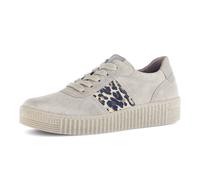 Plateausneaker GABOR, Damen, Gr. 37, beige (hellbeige, leo), Veloursleder, animal-print, Schuhe Plateausneaker, Freizeitschuh, Halbschuh, Schnürer mit Plateausohle in Krepp-Optik (20752465-37) hellbei