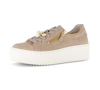 Plateausneaker GABOR, Damen, Gr. 37, sand, goldfarben, Nappaleder, unifarben, sportlich, Schuhe Plateausneaker, Freizeitschuh, Halbschuh, Schnürschuh mit modischem Schmuckelement (38578304-37) sand, g