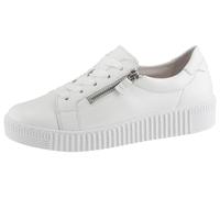 Plateausneaker GABOR, Damen, Gr. 37, weiß, Leder, unifarben, Schuhe Plateausneaker, Freizeitschuh, Halbschuh, Schnürschuh mit zwei Reißverschlüssen (73247709-37)