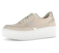 Plateausneaker GABOR, Damen, Gr. 38, beige (hellbeige), Nappaleder, Ziegenveloursleder, Schuhe Plateausneaker, Freizeitschuh, Halbschuh, Schnürschuh mit Best Fitting-Ausstattung (24497549-38) hellbeig