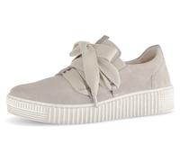 Plateausneaker GABOR, Damen, Gr. 38, beige (hellbeige, natur), Veloursleder, Schuhe Plateausneaker, Schnürschuh, Halbschuh, Slipper mit aufgesetzter Zierschnürung (61300802-38) hellbeige, natur