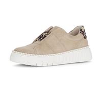 Plateausneaker GABOR, Damen, Gr. 38, beige, Ziegenveloursleder, Schuhe Plateausneaker, Freizeitschuh, Halbschuh, Slipper mit Gummizug-Band über dem Rist (38867357-38) beige