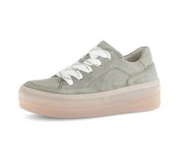 Plateausneaker GABOR, Damen, Gr. 38, grün (hellkhaki), Veloursleder, unifarben, Schuhe Plateausneaker, Schnürschuh, Halbschuh, Freizeitschuh mit Best Fitting-Passform (73384624-38) hellkhaki