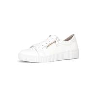 Plateausneaker GABOR, Damen, Gr. 38, weiß, Kalbsleder, unifarben, Schuhe Plateausneaker, Freizeitschuh, Halbschuh, Schnürschuh mit dezentem Fersenbesatz (95643146-38) weiß
