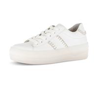 Plateausneaker GABOR, Damen, Gr. 38, weiß, Nappaleder, unifarben, Schuhe Plateausneaker, Freizeitschuh, Halbschuh, Schnürschuh mit transparenter Laufsohle (47643221-38) weiß