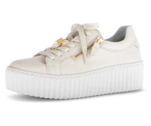 Plateausneaker GABOR, Damen, Gr. 39, beige (creme), Nappaleder, Schuhe Plateausneaker, Freizeitschuh, Halbschuh, Schnürschuh mit modischem Schmuckelement (74579057-39) creme