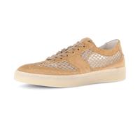 Plateausneaker GABOR, Damen, Gr. 39, beige (hellbraun), Textil, Ziegenveloursleder, Schuhe Plateausneaker, Freizeitschuh, Halbschuh, Schnürer, Kontrastbesatz (42066027-39) hellbraun