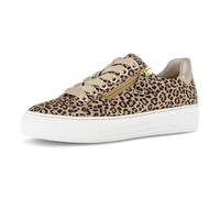 Plateausneaker GABOR, Damen, Gr. 39, natur kombiniert, Veloursleder, Schuhe Plateausneaker, Freizeitschuh, Halbschuh, Schnürer mit Außenreißverschluss, G-Weite (58014459-39) natur kombiniert