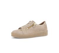 Plateausneaker GABOR, Damen, Gr. 39, natur, Veloursleder, Schuhe Plateausneaker, Freizeitschuh, Halbschuh, Schnürschuh mit dezentem Fersenbesatz (28677836-39) natur