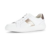 Plateausneaker GABOR, Damen, Gr. 39, weiß, goldfarben, Leder, Textil, Schuhe Plateausneaker, Freizeitschuh, Halbschuh, Schnürschuh mit weichem Schaftrand (82269363-39) weiß, goldfarben