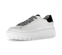 Plateausneaker GABOR, Damen, Gr. 39, weiß, schwarz, Glattleder, Schuhe Plateausneaker, Freizeitschuh, Halbschuh, Schnürer mit Kontrastbesatz an der Ferse (85759808-39) weiß, schwarz