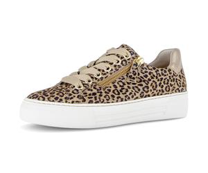 Plateausneaker GABOR, Damen, Gr. 40, natur kombiniert, Veloursleder, Schuhe Plateausneaker, Freizeitschuh, Halbschuh, Schnürer mit Außenreißverschluss, G-Weite (58014459-40) natur kombiniert