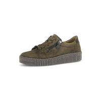 Plateausneaker GABOR, Damen, Gr. 40, oliv, Leder, Veloursleder, Reptilienprägung, unifarben, Schuhe Plateausneaker, Freizeitschuh, Halbschuh, Schnürschuh mit dezentem Fersenbesatz (64124237-40) oliv
