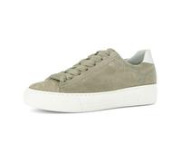 Plateausneaker GABOR, Damen, Gr. 40, schilf, creme, Kalbsleder, Ziegenveloursleder, Schuhe Plateausneaker, Freizeitschuh, Halbschuh, Schnürschuh, Kontrastbesatz an der Ferse (34756437-40) schilf, crem