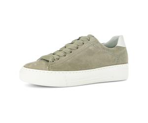 Plateausneaker GABOR, Damen, Gr. 40, schilf, creme, Kalbsleder, Ziegenveloursleder, Schuhe Plateausneaker, Freizeitschuh, Halbschuh, Schnürschuh, Kontrastbesatz an der Ferse (34756437-40) schilf, crem