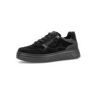 Plateausneaker GABOR, Damen, Gr. 40, schwarz (schwarz, grau), Glattleder, Ziegenveloursleder, Schuhe Plateausneaker, Freizeitschuh, Halbschuh, Schnürschuh in Komfortweite K (=extraweit) (95395213-40) 