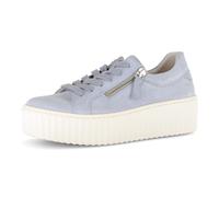 Plateausneaker GABOR, Damen, Gr. 41, blau (hellblau), Veloursleder, Schuhe Plateausneaker, Freizeitschuh, Halbschuh, Schnürer mit zwei Reißverschlüssen (11870919-41) hellblau