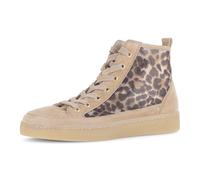 Plateausneaker GABOR, Damen, Gr. 41, sand, leo, Textil, Ziegenveloursleder, Schuhe Plateausneaker, Schnürschuh, Freizeitschuh, High-Top-Sneaker mit modischer Stickerei (86515551-41) sand, leo