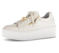 Plateausneaker GABOR, Damen, Gr. 42, beige (creme), Nappaleder, unifarben, Schuhe Plateausneaker, Freizeitschuh, Halbschuh, Schnürschuh mit modischem Schmuckelement (74579057-42) creme