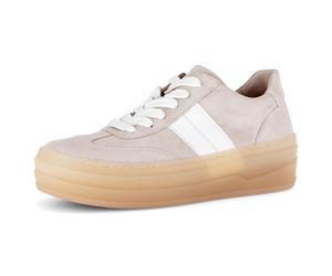 Plateausneaker GABOR, Damen, Gr. 42, beige, Nappaleder, Veloursleder, Schuhe Plateausneaker, Freizeitschuh, Halbschuh, Schnürschuh mit transparenter Laufsohle (40003963-42) beige