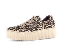 Plateausneaker GABOR, Damen, Gr. 42, braun (leo), Ziegenveloursleder, animal-print, Schuhe Plateausneaker, Freizeitschuh, Halbschuh, Schnürschuh im trendigen Leo-Look (34586514-42) leo