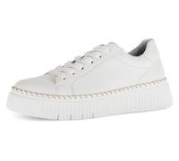 Plateausneaker GABOR, Damen, Gr. 42, gold (weiß, goldfarben), Nappaleder, kontrastfarbene Details, Schuhe Plateausneaker, Freizeitschuh, Halbschuh, Schnürschuh mit Kontrast-Rahmennaht (40973367-42)