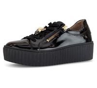 Plateausneaker GABOR, Damen, Gr. 42, schwarz, Lackleder, glänzend, Schuhe Plateausneaker, Freizeitschuh, Halbschuh, Schnürschuh mit Schmuckelement (27784201-42)