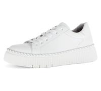 Plateausneaker GABOR, Damen, Gr. 42, silber (weiß, silberfarben), Nappaleder, kontrastfarbene Details, Schuhe Plateausneaker, Freizeitschuh, Halbschuh, Schnürschuh mit Kontrast-Rahmennaht (97860065-42
