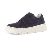 Plateausneaker GABOR, Damen, Gr. 43, dunkelblau, puder, Ziegenveloursleder, Schuhe Plateausneaker, Freizeitschuh, Halbschuh, Slipper mit Gummizug-Band über dem Rist (31157065-43) dunkelblau, puder
