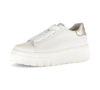 Plateausneaker GABOR, Damen, Gr. 43, weiß (weiß, silberfarben), Glattleder, Schuhe Plateausneaker, Freizeitschuh, Halbschuh, Schnürer mit Kontrastbesatz an der Ferse (97500725-43) weiß, silberfarben