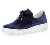Plateausneaker GABOR, Damen, Gr. 44, blau (dunkelblau, marine), Veloursleder, Schuhe Plateausneaker, Slip-On Sneaker, Slipper, Schnürschuh mit aufgesetzter Schnürung (69994746-44) dunkelblau, marine